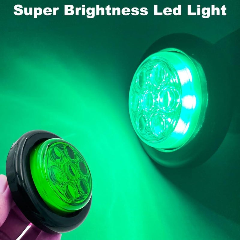 TONDASKY Pack of 4 2" Inch Green LED Light Round Clearance Lamps Side Marker Lights for Truck Trailer tractor Bus 12V - Image 2